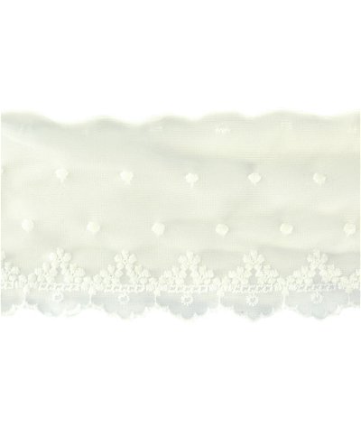 3 inch Pearl Floral Dotted Lace Trim
