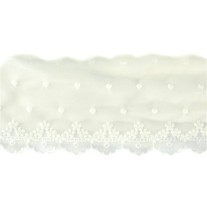 3&quot; Pearl Floral Dotted Lace Trim