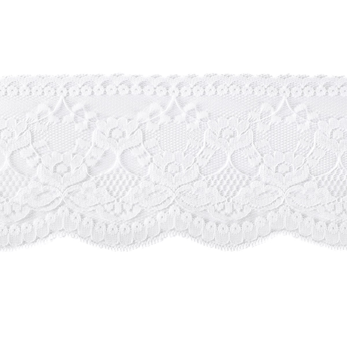 Light Pink Ribbon With White Lace Scalloped Edges, 25mm 1in Wide sold per  Metre 