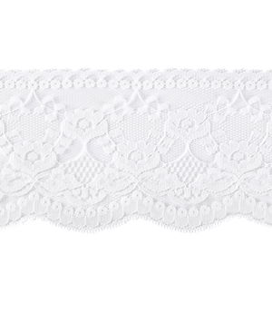 3-1/2 inch White Floral Scallop Lace Trim