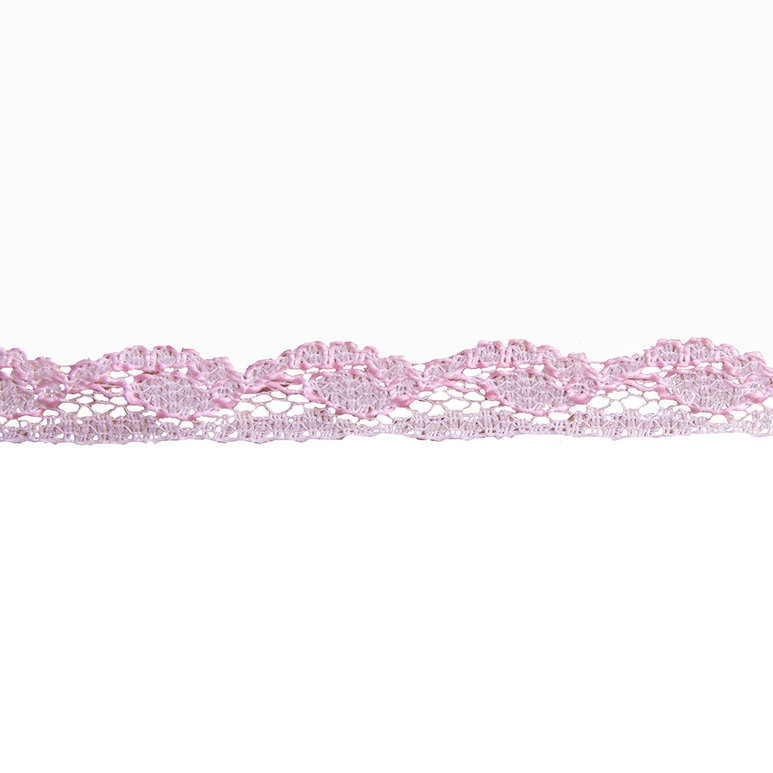 3/8" Pink &amp; White Lace Trim