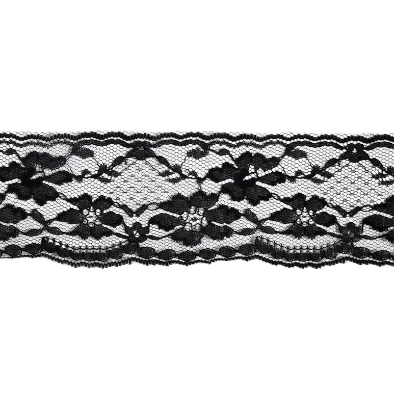 2-1/2" Black Floral Lace Trim