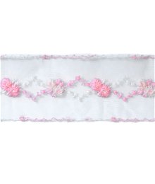 1 3/4" White/Pink Embroidered Trim