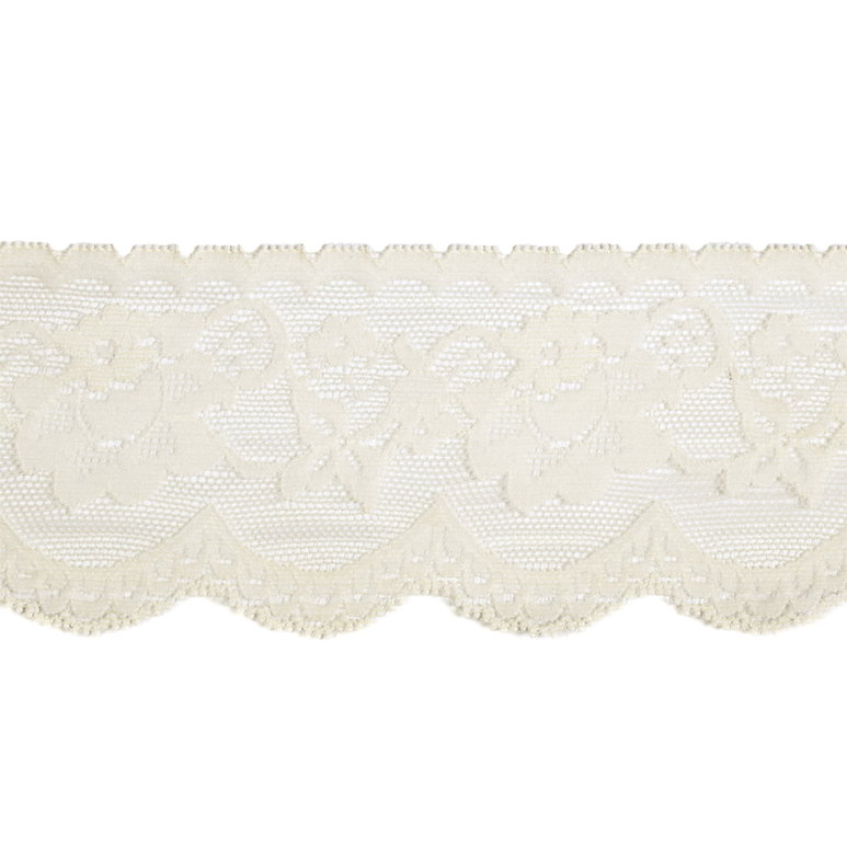 3-1/2" Ivory Floral Scallop Lace Trim