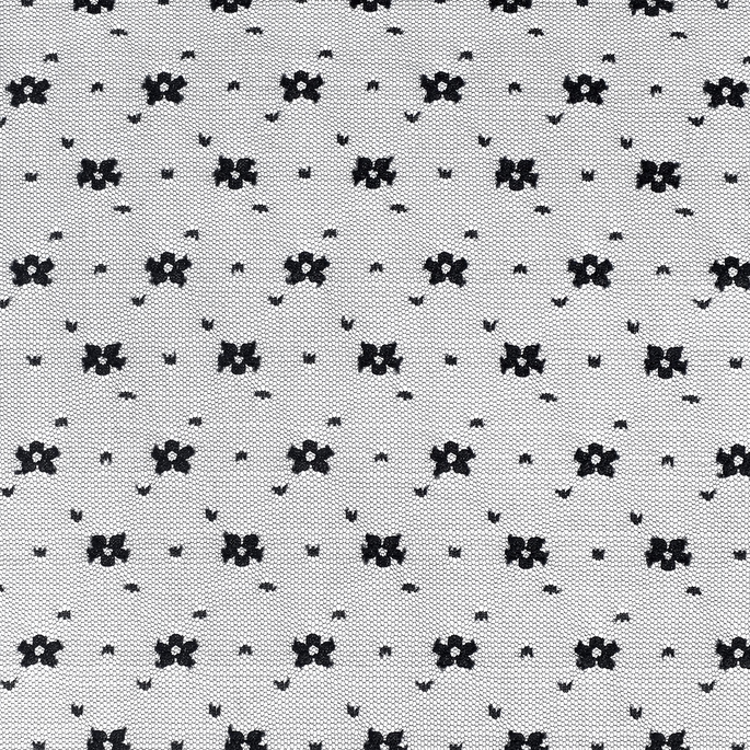 Black Floral Point d'Esprit Netting Fabric image 1 of 2