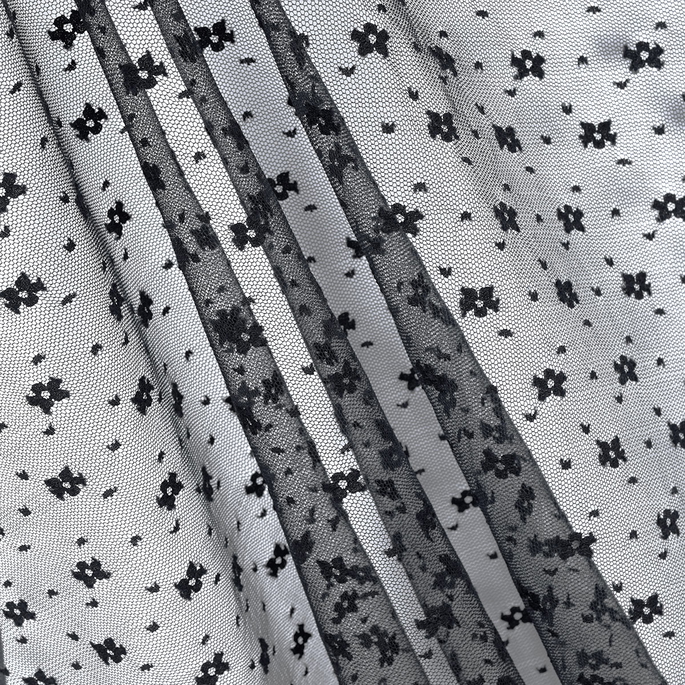 Black Floral Point d'Esprit Netting Fabric image 2 of 2
