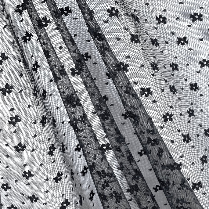 Black Floral Point d'Esprit Netting Fabric image 2 of 2