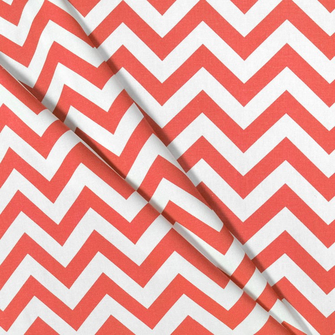 Premier Prints Zig Zag Coral/White Canvas Fabric image 3 of 5